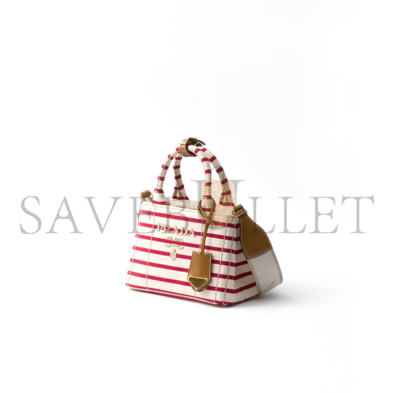 Pra*a jardiniÈre striped cotton canvas mini bag 1ba038 (22*15*13cm)